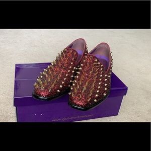 Maroon Loafers w/ Gold Spikes